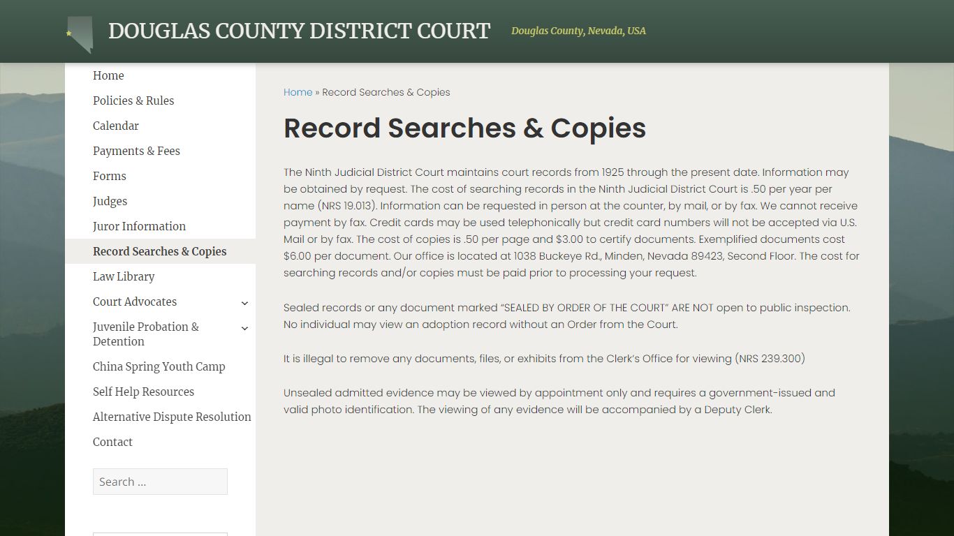 Record Searches & Copies - Douglas County District Court